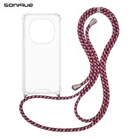Θήκη Σιλικόνης με Κορδόνι Sonique Armor Clear Xiaomi Redmi Note 15 Pro 5G Rainbow Μπορντό