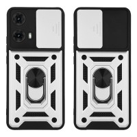 Θήκη Ring Armor CamPro Sonique για Motorola Moto G85 5G Ασημί