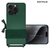 Θήκη Σιλικόνης με Κορδόνι CarryHang Sonique Apple iPhone 16 Pro Πράσινο Σκούρο