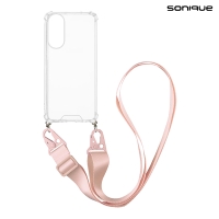 Θήκη Σιλικόνης με Strap Sonique Armor Clear Samsung Galaxy S25 Edge Ροζ