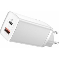 BASEUS GAN 2 LITE ΦΟΡΤΙΣΤΗΣ ΓΡΗΓΟΡΗΣ ΦΟΡΤΙΣΗΣ, 2 ΘΥΡΕΣ, 65W, ΛΕΥΚΟΣ