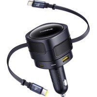 BASEUS ENJOYMENT MAX, ΦΟΡΤΙΣΤΗΣ ΑΥΤΟΚΙΝΗΤΟΥ, ΚΑΛΩΔΙΑ LIGHTNING ΚΑΙ TYPE-C, 90W, ΜΑΥΡΟ
