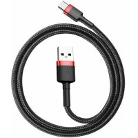 BASEUS CAFULE, ΚΑΛΩΔΙΟ ΦΟΡΤΙΣΗΣ, USB ΣΕ TYPE-C, 0.5m, 3A, ΚΟΚΚΙΝΟ+ΜΑΥΡΟ
