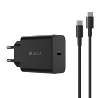 Devia wall charger Rocket PD 45W 1x USB-C black+ cable USB-C - USB-C