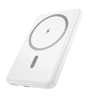 Hoco J140A powerbank 5000mAh ultra-thin λευκό με MagSafe PD QC 2A 20W