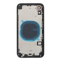 Apple iPhone XR - Middle Frame Housing Battery Door Back and Bezel + Small Parts Black With Logo OEM