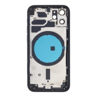 Apple iPhone 12 Mini - Middle Frame Battery Door Back and Bezel + Small Parts Black With Logo OEM
