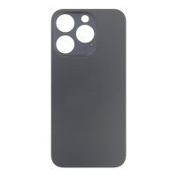 Apple iPhone 15 Pro - Battery Door with Adhesive Large Hole Black Titanium With Logo OEM