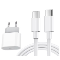 35W Type-C Port Charger with 1M Type-C to Type-C Cable for iPhone 16 Series White OEM without Logo EU Plug