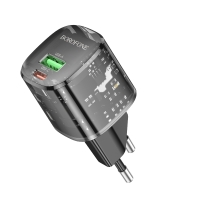 Borofone Wall charger BN17 Sunlight - 1*USB-A + 1*USB-C - QC 3.0 PD 20W 3A black