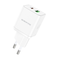 Borofone Wall charger BN7 - 1*USB-A + 1*USB-C - QC 3.0 PD 20W white