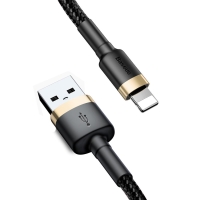 BASEUS Cable USB-A - Lightning, 1m, 2.4A, CAFULE (black+gold) - CALKLF-BV1
