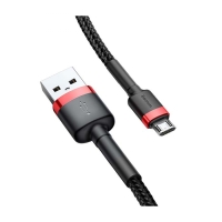 BASEUS Cable USB-A - Micro USB, 1m, 2.4A, CAFULE (black+red) - BAS-CAMKLF-B91