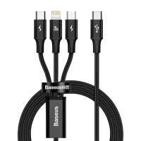 BASEUS Cable 3-in-1 - Type-C, 1.5m, 20W, Rapid (black) - CAMLT-SC01