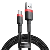 BASEUS Cable USB-A - Type-C, 3m, 2A, CAFULE (black+red) - CATKLF-U91
