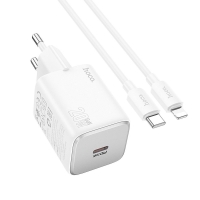 HOCO N40 wall charger 1*USB-C + Type C to Lightning cable QC PD 20W white