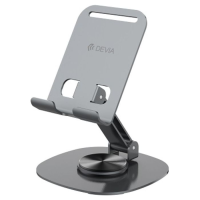 Devia folding holder stand EL243 for phone tablet rotating 360 gray metal