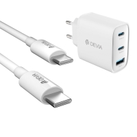 Devia wall charger Extreme PD GaN 65W 2xUSB-C, 1xUSB-A white + USB-C to USB-C cable