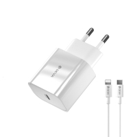 Devia wall charger Smart PD 20W 1x USB-C white + USB-C to Lightning cable V2