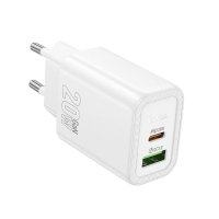 Hoco N61 wall charger 1*USB-A + 1*USB-C PD QC3.0 3A 20W white