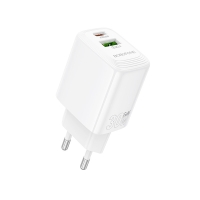 Borofone Wall charger BN29 Fuente - 1*USB-Α + 1*USB-C - QC 3.0 PD 30W white