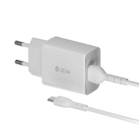 Devia wall charger Smart 2x USB 2,4A white + microUSB cable