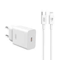 XO L126 wall charger 220V 20W 1*USB-C, USB-C to Lightning cable white