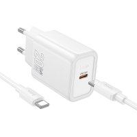 HOCO wall charger Type-C + cable Type-C to Type-C, PD QC 20W N60 white