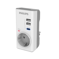 Philips CHP8010W/GRS Μονόπριζο ασφαλείας με 2xUSB +1x USB-C, 3680W, 380J