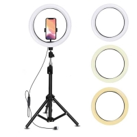 LED Selfie Light 26cm (three white) + Tripod Stand 200cm
