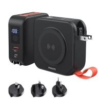 Philips DLP4347CB/GRS Μαύρο Power bank ασύρματη φόρτιση, USB-C, USB-A + καλώδια φόρτισης – 10000mAh