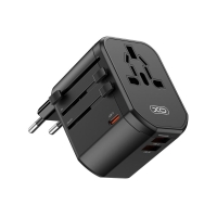 Adapter from/to all standards + Charger 220V, 20W, 2xUSB-A, USB-C, XO WL13 black