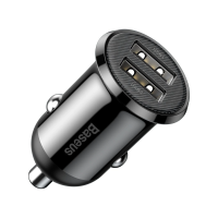 BASEUS 12V 24W, 2xUSB-A, black - CCALLP-01