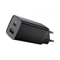 BASEUS 220V 65W, USB-A + USB-C, GaN2 Lite, black - CCGAN2L-B01