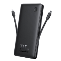 BASEUS Power Bank 10000mAh 22.5W + built in cables: Type-C and Lightning, Airpow Lite black - P10067501123-00