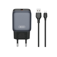 XO 220V 18W, 1*USB-A, with cable USB-A to USB-C (black) - L152