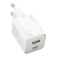 HOCO N41 charger USB A + Type C PD QC 3A 20W white