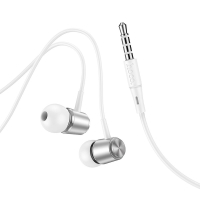 Hoco M108 wired earphones 3,5mm Jack with microphone metal white silver
