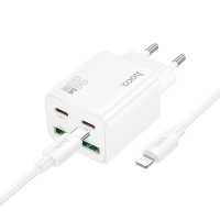 HOCO N55 charger 2 x Type C + 2x USB A + cable Type C to Lightning PD QC3.0 3A 20W white