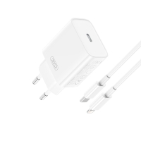 XO wall charger CE15 PD 20W 1*USB-C + USB-C to Lightning cable white