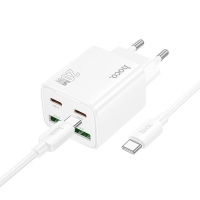 HOCO N55 charger 2 x Type C + 2x USB A + cable Type C to Type C PD QC3.0 3A 20W white