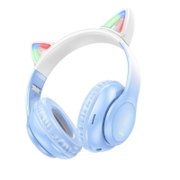 HOCO W42 wireless bluetooth headphones Cat Ear crystal blue