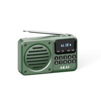 Akai APR-300 Πράσινο μίνι φορητό ρετρό ραδιόφωνο FM, Bluetooth, USB, microSD