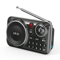 Akai APR-500BK Μαύρο φορητό ραδιόφωνο με Bluetooth, USB, TF, REC, έξοδο ακουστικών και οθόνη 2.5W