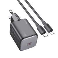 HOCO N40 wall charger Type C +cable Type C to Lightning QC PD 20W black
