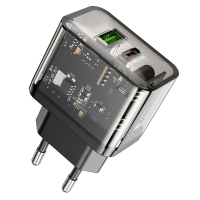 HOCO N34 wall charger USB A +Type C PD QC3.0 3A 20W transparent