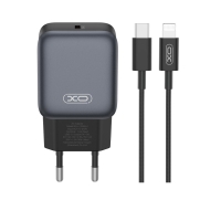 XO 220V 30W, USB-C + cable USB-C to Lightning, L155 black