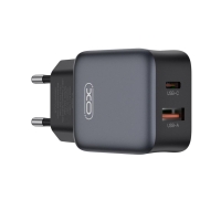 XO 220V 30W, USB-A + USB-C GaN Nitride, L156 black