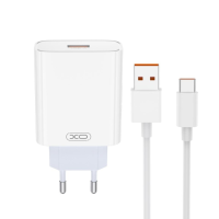 XO 220V 120W charger, USB-A, cable USB-A to USB-C, white - L164