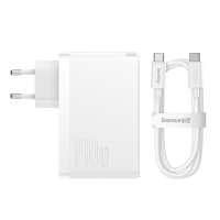 Baseus wall charger GaN5 Pro PD 140W 2x USB-C 1x USB white +USB-C - USB-C 240W cable
